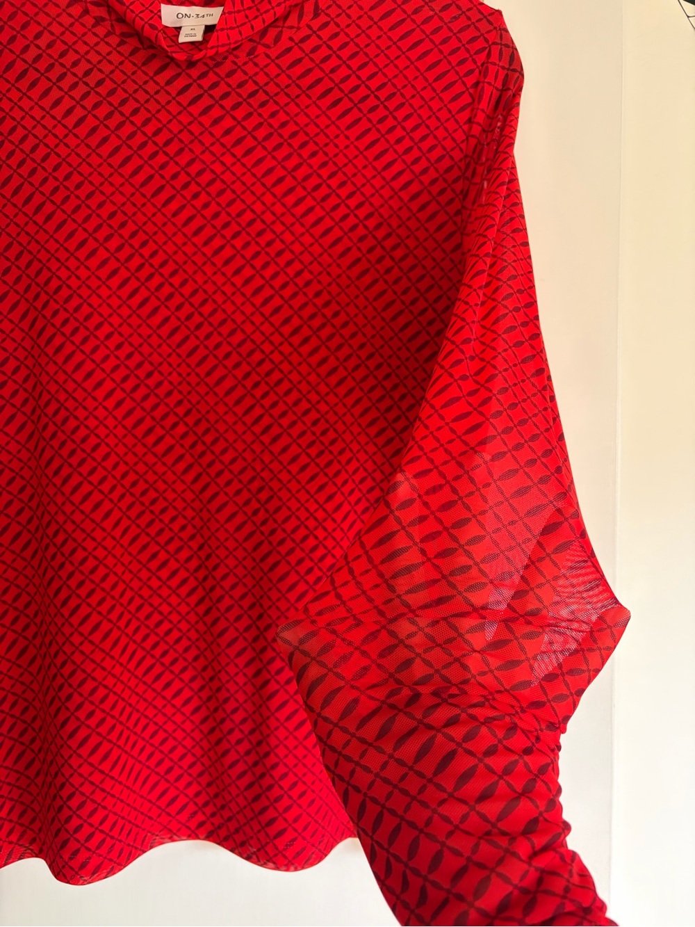 Cool Red Patterned Long-Sleeve Top - Picture 3 of 5